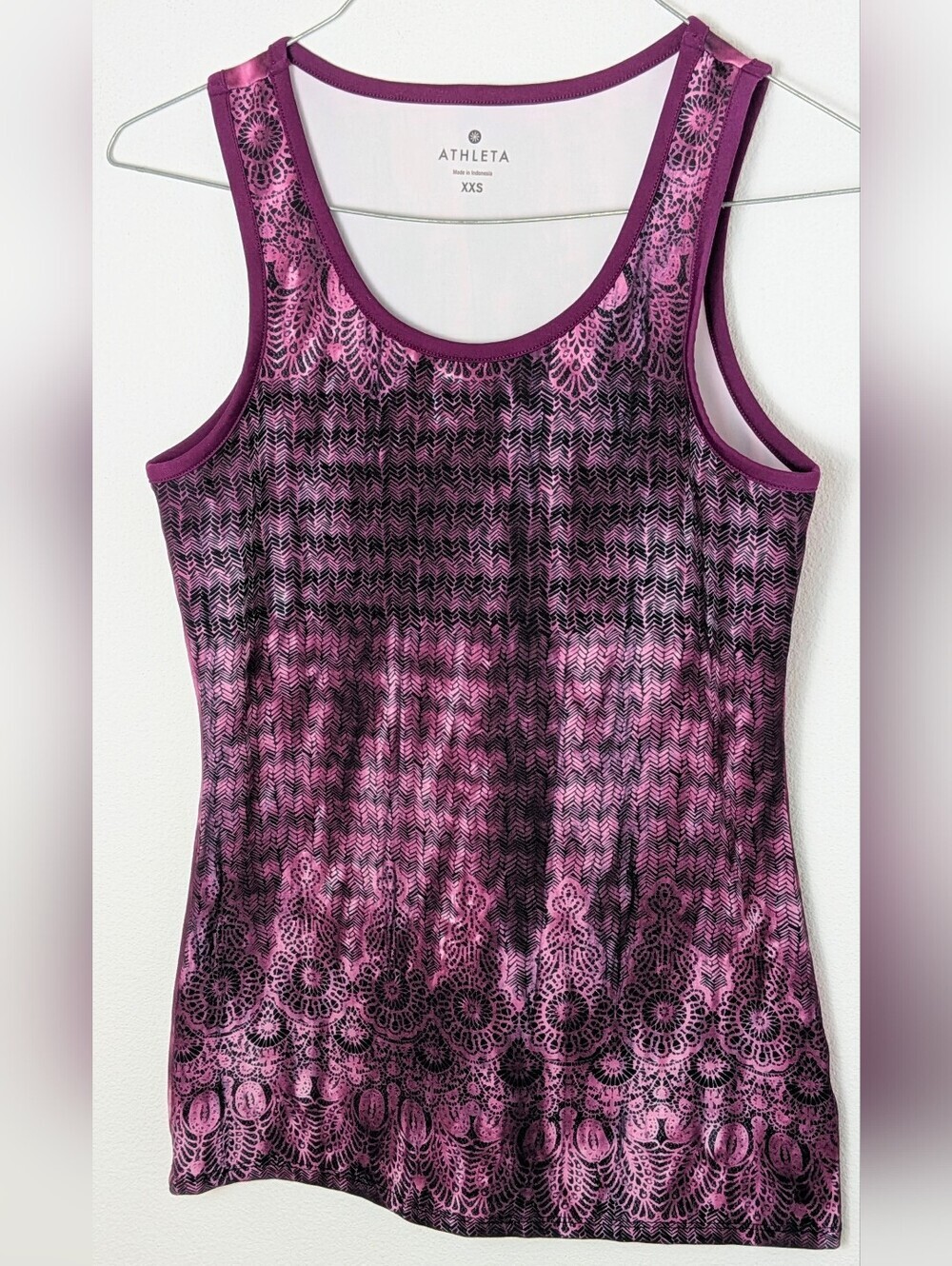 ATHLETA Women's Muscle Up 2 Sleeveless Yoga Tank Top Purple Patterned Size XXS